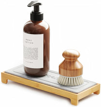 Load image into Gallery viewer, SpaceAid DryingNeat Instant Dry Sink Caddy Organizers, Kitchen Sponge Soap Holder Dispenser, Countertop Fast Drying Counter Tray Rack (Bamboo, Gray)