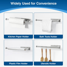 Load image into Gallery viewer, Paper Towel Holder Under Cabinet - Stainless Steel Paper Towel Holder Wall Mount, Self-Adhesive or Drilling, Matte Black Towel Rack for Kitchen Organization and Storage, Kitchen Paper Roll Holder