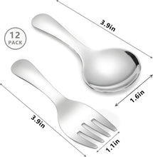 Load image into Gallery viewer, Stainless Steel Short Handle Thickened Small Round Spoons and Forks For Honey Candy Coffee Tea Salt Jam and Mustard - Ice Cream Dessert Spoon