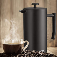 Load image into Gallery viewer, Belwares French Press Coffee Maker 50 OZ - Large Insulated Stainless Steel 304 Coffee Press with Double Wall &amp; 4-Level Filtration System (Black - 1.5L)
