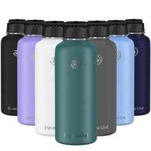 Load image into Gallery viewer, Umite Chef Water Bottle, Vacuum Insulated Wide Mouth Stainless-Steel Sports Water Bottle with New Wide Handle Straw Lid,Hot Cold, 18 oz Double Walled Thermos Mug(Mint Green)