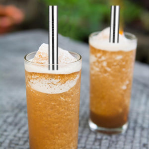 9 Pcs Stainless Steel Straws Metal Drinking Straws Reusable for Tumblers and Travel Mugs, Cleaning Brushes and Cloth Bag Included