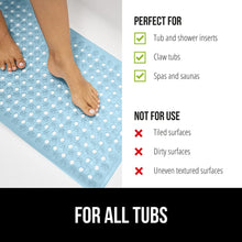Load image into Gallery viewer, Bath Tub Shower Mat, Machine Washable Bathtub Floor Liner Mats, Suction Cups and Drain Holes to Keep Tubs Clean, Soft on Feet, Bathroom Essentials, 35x16 Inch, Clear