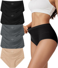 Load image into Gallery viewer, Vevmon Cotton Underwear for Women High Waisted Soft Ladies Panties 5 Pack | Full Coverage Breathable Briefs, Moisture-Wicking Cotton Fabric, Fits Comfortably Underwear for Gym, Work, Daily, Loungewear