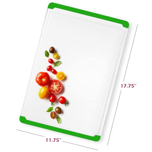 Large Cutting Boards for Kitchen - 18 x 12 Inch Plastic Dishwasher Safe Cutting Board with Deep Juice Groove - Non-Slip, Durable Carving Board for Vegetables, Fruits and Meats
