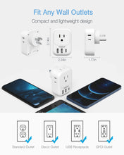 Load image into Gallery viewer, USB Charger Block, TESSAN Wall Plug Adapter with Electrical 4 Box Splitter 3 USB Wall Charger Ports, Multi Plug Outlet Extender Charging for Cruise, Travel, Office, Dorm Essentials