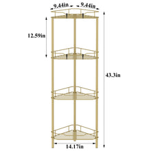 Load image into Gallery viewer, 4 Tier Floor Standing Corner Shower Caddy Organizer Shelf with Hooks, Bathroom Shelves Stand Rack, Black