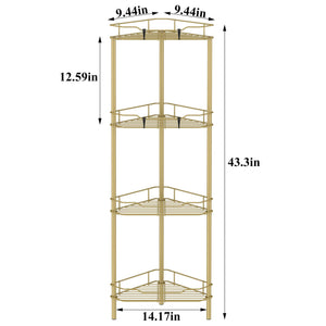 4 Tier Floor Standing Corner Shower Caddy Organizer Shelf with Hooks, Bathroom Shelves Stand Rack, Black