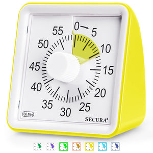 Secura 60-Minute Visual Timer, Classroom Timer, Countdown Timer for Kids and Adults, Time Management Tool for Teaching (Blue & Blue)