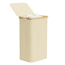 Load image into Gallery viewer, SpaceAid Laundry Hamper with Lid, 110L Large Tall Clothes Basket Bin with Bamboo Handles, Collapsible Laundry Hamper for Bedroom, Bathroom, Dorm, Laundry Room - Black