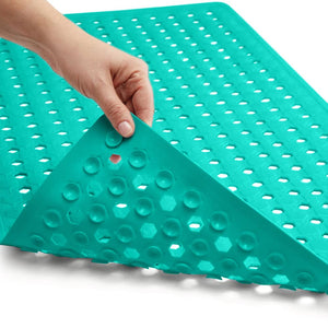 Bath Tub Shower Mat, Machine Washable Bathtub Floor Liner Mats, Suction Cups and Drain Holes to Keep Tubs Clean, Soft on Feet, Bathroom Essentials, 35x16 Inch, Clear