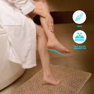 Secura Bathroom Rugs, 47 x 28 Inches, Extra Soft & Thick, Absorbent Water Bath Mat, Machine Washable Non-Slip Bath Mats for Bathroom, Shower, and Tub, Home Decor Accessories (Gray)