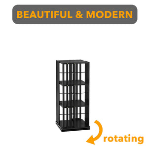 SpaceAid 6 Tier Rotating Bookshelf Tower, Bamboo Spinning Book Shelf, Revolving 360 Bookcase Storage Swivel Round Carousel, Vertical Rotate Turning Spiral Corner Organizer (6-Tier Walnut)