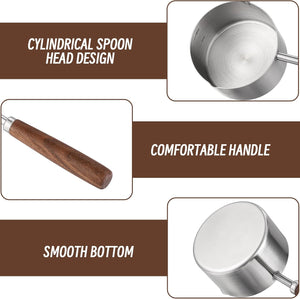 Measuring Cup with Wooden Handle Set of 2, 1 Cup and 1/2 Cup Stainless Steel Measuring Cups for Baking Cooking