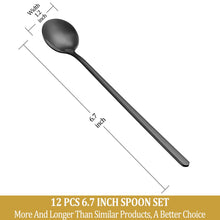Load image into Gallery viewer, 12 Pcs Coffee Spoons Set, 6.7&quot; Gold Tea Spoons Long Handle, Gold Small Teaspoons, Stainless Steel Espresso Spoon, Long Spoon for Stirring, Coffee Bar Accessories