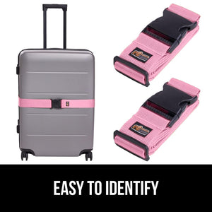 Heavy Duty 4 Pack Adjustable Luggage Straps for Suitcases, Easy to Identify Travel Belt Connector Holds Suitcase Together, Extends Life of Bag, Strap Connects Two Bags, Accessories Green