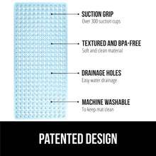 Load image into Gallery viewer, Bath Tub Shower Mat, Machine Washable Bathtub Floor Liner Mats, Suction Cups and Drain Holes to Keep Tubs Clean, Soft on Feet, Bathroom Essentials, 35x16 Inch, Clear