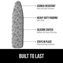 Load image into Gallery viewer, Ironing Board Cover and Pad, Silicone Coating, Thick Scorch Resistant Padding, Heavy Duty Iron Covers Standard Boards, Hook and Loop Fastener Strap, Silver, 15x54