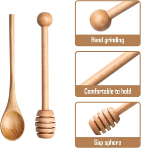 4pcs 6inch Honey Dipper Stick,Long Handle Coffee Stirring Spoons,Wooden Honey Jar Spoons Stirrer,Dessert Iced Tea Cocktail Mixing Spoons for Home Kitchen