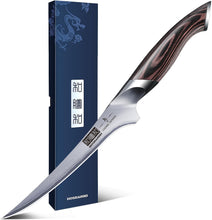 Load image into Gallery viewer, Fillet Knife 7 Inch, Super Sharp Boning Knife in High Carbon Stainless Steel, Professional Japanese Fish Knives for Meat Poultry Cutting