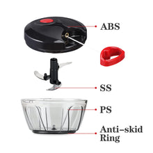 Load image into Gallery viewer, Manual Food Chopper Vegetable Cutter, Hand String Vegetable Chopper Onions Cutter for Vegetable Fruits Nuts BPA Free Food Safe Material, 550ml Gray
