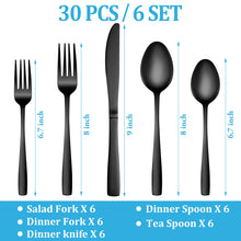 Load image into Gallery viewer, MUTNITT 30 Pcs Silverware Set Service for 6,Premium Stainless Steel Flatware Set,Mirror Polished Cutlery Utensil Sets,Durable Kitchen Eating Tableware Sets,Include Fork Knife Spoon,Dishwasher Safe