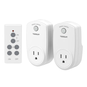 Remote Control Outlet, TESSAN Wireless Electrical Plug Switch for Lights, Lamps, Fans, 100ft RF Range, 1200W (1 Remote + 1 Outlet)