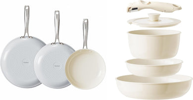 Redchef Ceramic Pots and Pans Set Non Stick, Nonstick Kitchen Cookware Sets, Non Toxic Pots and Pans Set Non Stick, PFAS PFOA & PTFE Free, Nonstick Frying Pans Set, Ceramic Pan Skillet, RV Cookware