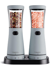 Load image into Gallery viewer, Electric Salt and Pepper Grinder Set with Storage Base, Stainless Steel Rechargeable Salt and Pepper Grinder Set with 4.5 oz Large Capacity, 1.8&quot; Wide Mouth, Adjustable Coarseness, Ideal for Kitchen