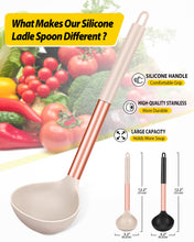 Load image into Gallery viewer, Pack of 2 Ladle Spoon,Silicone Large Spoon for Soup,Non Stick Kitchen Utensils with High Heat Resistant,BPA Free Perfect Kitchen Tools for Cooking, Stirring,Serving Soups (GREY-BLUE)