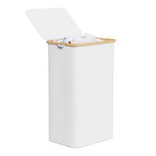 Load image into Gallery viewer, SpaceAid Laundry Hamper with Lid, 110L Large Tall Clothes Basket Bin with Bamboo Handles, Collapsible Laundry Hamper for Bedroom, Bathroom, Dorm, Laundry Room - Black