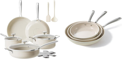 Redchef Ceramic Pots and Pans Set Non Stick, 17Pcs Cookware Sets, Nonstick Frying Pans Set, Ceramic Pan Skillet, Non Toxic Pans for Cooking, 8