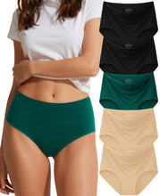 Load image into Gallery viewer, Cotton Womens Underwear High Waisted Full Coverage Panties 5 Pack | Comfortable Strtech, Breathable Skin-fried, Moisture Wicking,Ladies Briefs, Plus Size, Sport, Yogo, Sleeping and All Day Wear