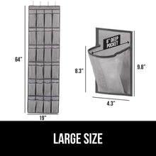 Load image into Gallery viewer, Over the Door Shoe Organizer, 24 Large Breathable Mesh Pockets, Space Saving Hanging Storage Holder, Closet Rack Hanger Holds Up to 40 lbs, Hangs on Closets for Shoes, Accessories, Black