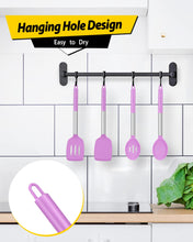 Load image into Gallery viewer, Pack of 4 Silicone Cooking Utensils Set, Non Stick Large Solid Spatulas, Heat Resistant Black Slotted Spoons, Ideal BPA Free Kitchen Turners for Frying, Mixing,Serving,Draining,Turning,Stirring