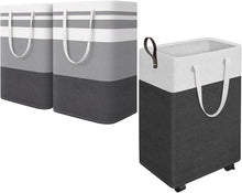 Load image into Gallery viewer, HomeHacks 2-Pack Large Laundry Basket and Rolling Laundry Basket for Organizing, Clothing, Bedroom, Comforter, Closet, Dorm Bundle