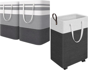 HomeHacks 2-Pack Large Laundry Basket and Rolling Laundry Basket for Organizing, Clothing, Bedroom, Comforter, Closet, Dorm Bundle