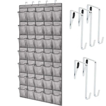 Load image into Gallery viewer, Over the Door Shoe Organizer, 24 Large Breathable Mesh Pockets, Space Saving Hanging Storage Holder, Closet Rack Hanger Holds Up to 40 lbs, Hangs on Closets for Shoes, Accessories, Black