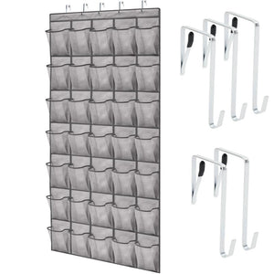 Over the Door Shoe Organizer, 24 Large Breathable Mesh Pockets, Space Saving Hanging Storage Holder, Closet Rack Hanger Holds Up to 40 lbs, Hangs on Closets for Shoes, Accessories, Black