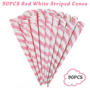 Outamateur 90PCS Multicolor Cotton Candy Paper Cones for Cotton Candy Making in Parties & Festivals