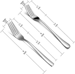 Dinner Forks Bundle,16 Pcs 8" Stainless Steel Silverware Forks with Round Handle & 16 Pcs 8" Stainless Steel Fork with Square Handle,Mirror Finish & Dishwasher Safe,Use for Home,Kitchen or Restaurant