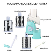 Load image into Gallery viewer, Rotary Cheese Grater Hand Crank Cheese Shredder for Fresh Cheese, Vegetable, Nuts,Non-slip Suction Base, Free Cleaning Brush Three Blades, Black