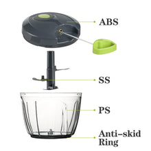 Load image into Gallery viewer, Manual Food Chopper Vegetable Cutter, Hand String Vegetable Chopper Onions Cutter for Vegetable Fruits Nuts BPA Free Food Safe Material, 550ml Gray