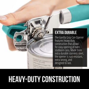 Heavy Duty Stainless Steel Smooth Edge Manual Can Opener and Bottle Openers, Soft Ergonomic Handle, Oversized Handheld Easy Turn Knob, Multifunctional Kitchen Tool, Black