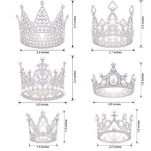 Load image into Gallery viewer, Gold Crown Cake Topper, 6 Pieces Happy Birthday Cake Toppers, Princess Crown Cake Decorations, Mini Crowns for Flower Arrangements, Birthday, Wedding, Party Decor (Gold-Ⅰ, 6)