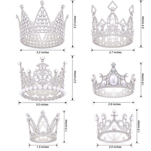 Gold Crown Cake Topper, 6 Pieces Happy Birthday Cake Toppers, Princess Crown Cake Decorations, Mini Crowns for Flower Arrangements, Birthday, Wedding, Party Decor (Gold-Ⅰ, 6)