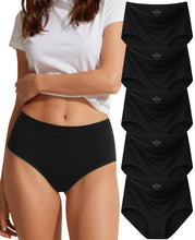 Load image into Gallery viewer, Cotton Womens Underwear High Waisted Full Coverage Panties 5 Pack | Comfortable Strtech, Breathable Skin-fried, Moisture Wicking,Ladies Briefs, Plus Size, Sport, Yogo, Sleeping and All Day Wear