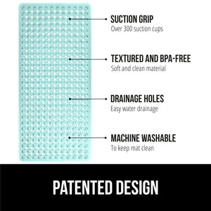 Bath Tub Shower Mat, Machine Washable Bathtub Floor Liner Mats, Suction Cups and Drain Holes to Keep Tubs Clean, Soft on Feet, Bathroom Essentials, 35x16 Inch, Clear