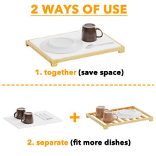 Load image into Gallery viewer, SpaceAid Bamboo Rack Dish Pad, Instant Dry Diatomaceous Earth Mat for Kitchen Counter, Stone Dish Fast Drying Mat Board (15.8 x 11.8 inch, White Marble)