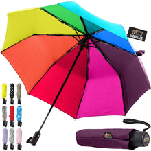 Load image into Gallery viewer, Windproof Compact Stick Umbrella for Rain, Travel One-Click Automatic Open and Close, Lightweight, Portable, Strong Reinforced Fiberglass Ribs, Easily Collapsible, Black